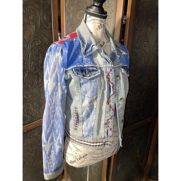 Desigual Embelshed Jeans Jacket Women's Size EU40 - Picture 1 of 5